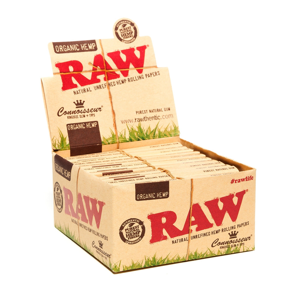 Raw King Size Slim Rolling Papers + Tips (Connoisseur)