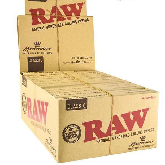 Raw King Size Slim Rolling Papers + Tips (Connoisseur)