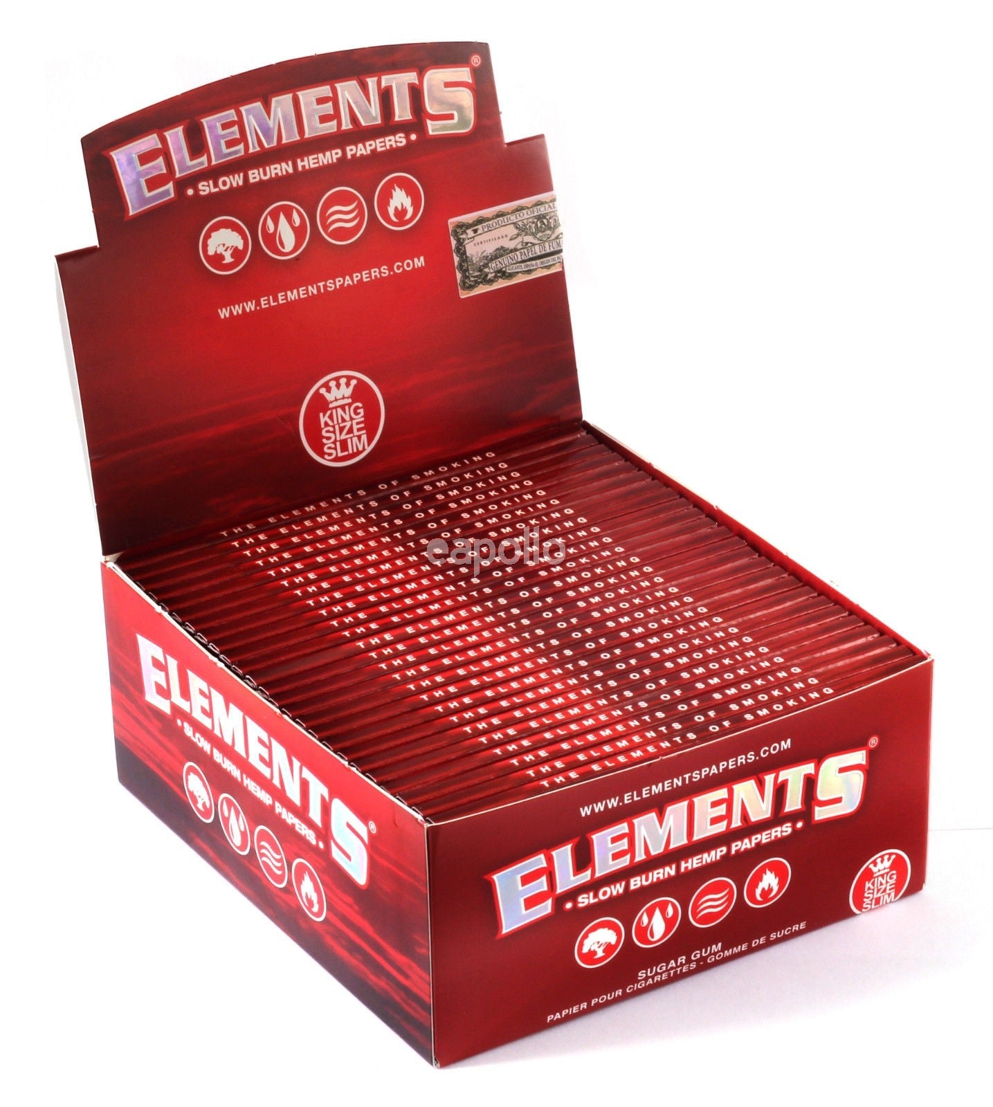 Elements Red King Size Slim Slow Burn Hemp Rolling Paper