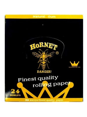 Hornet 24 Booklets Black Organic Hemp King Size Slim Rolling Papers + Tips