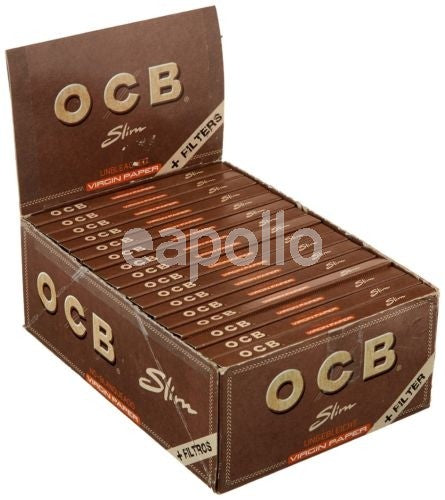 OCB Unbleached Slim Virgin Rolling Papers + Filter Tips