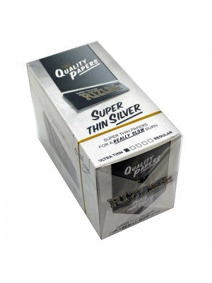 Rizla Silver Super Thin Rolling Papers Regular Size Box Of 100 Booklets